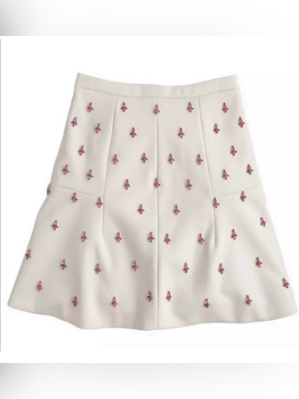 J. Crew Fluted Mini Skirt Double Crepe Embellished Bee Crystal Jewels